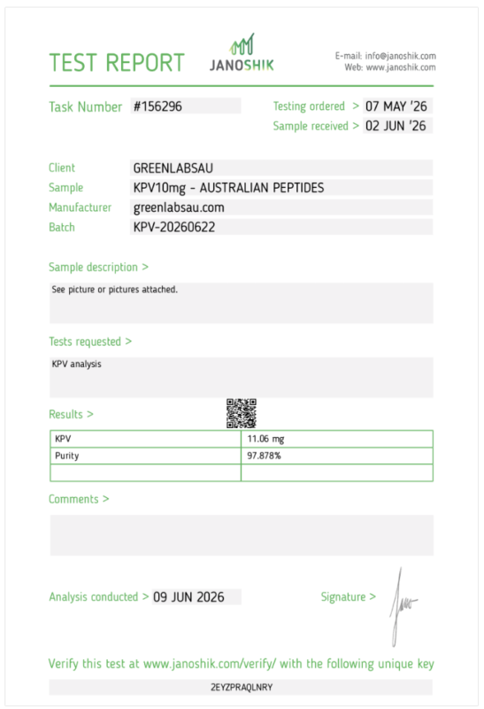 kpv greenlabsau.com australian peptides 99% purity